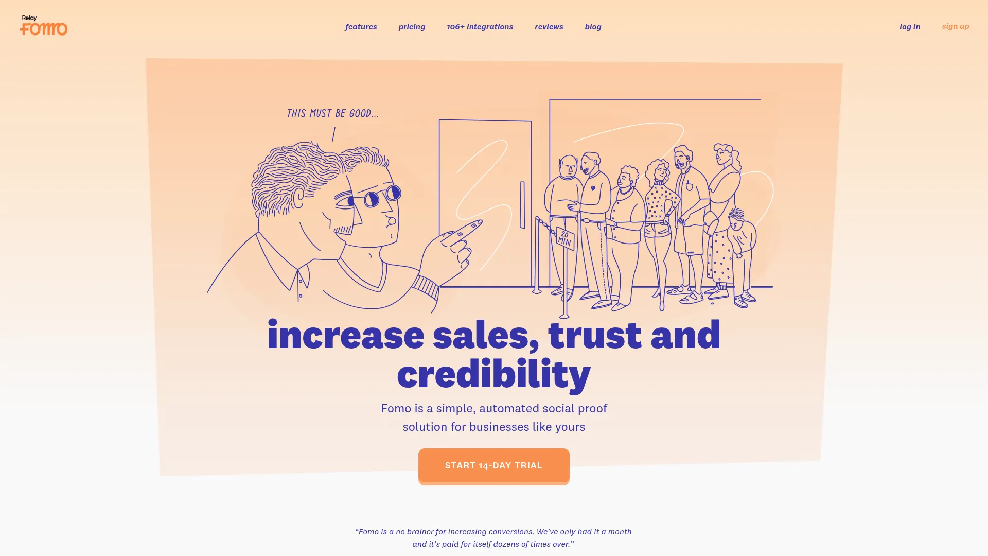 Fomo social proof marketing platform homepage.