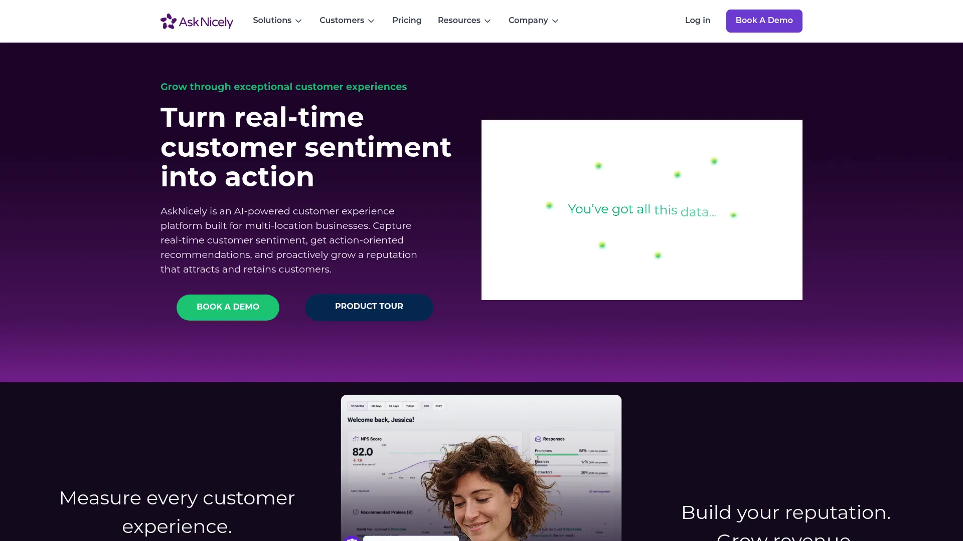 AskNicely NPS and customer experience platform homepage