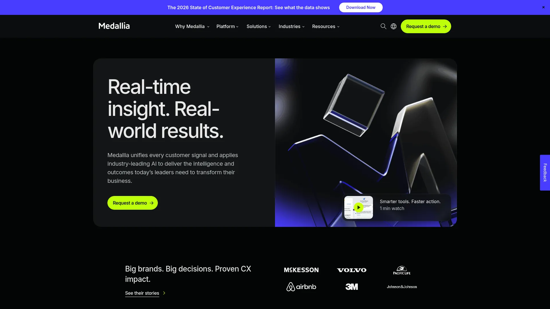 Medallia experience management platform homepage