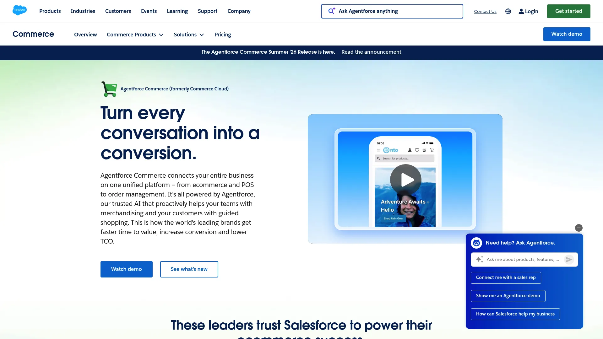 Salesforce Commerce Cloud overview page
