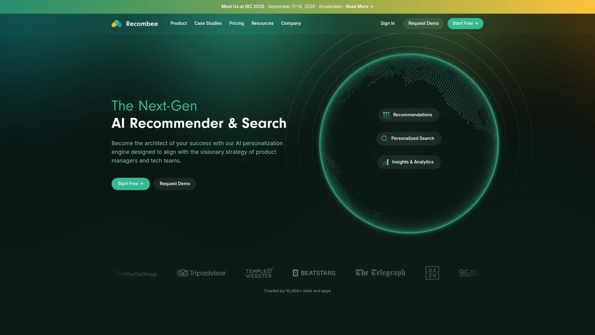 Recombee recommendation engine homepage