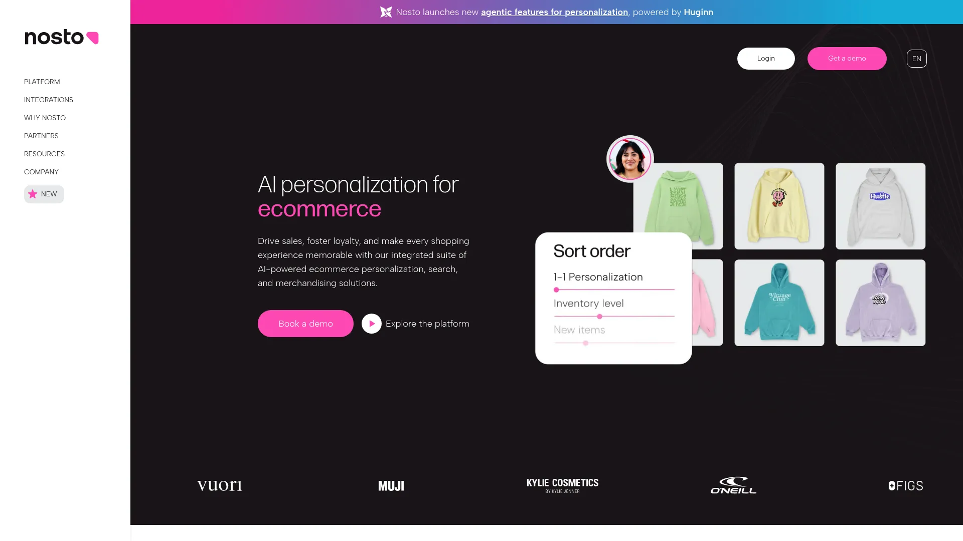 Nosto commerce experience platform homepage