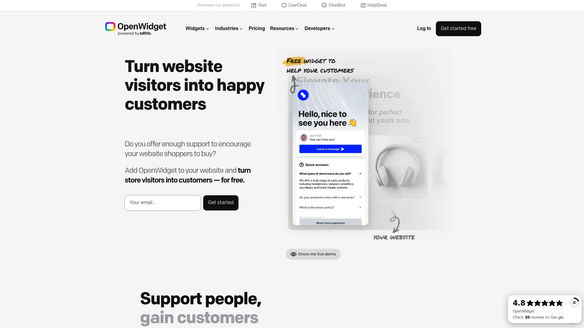 OpenWidget on-site widget suite