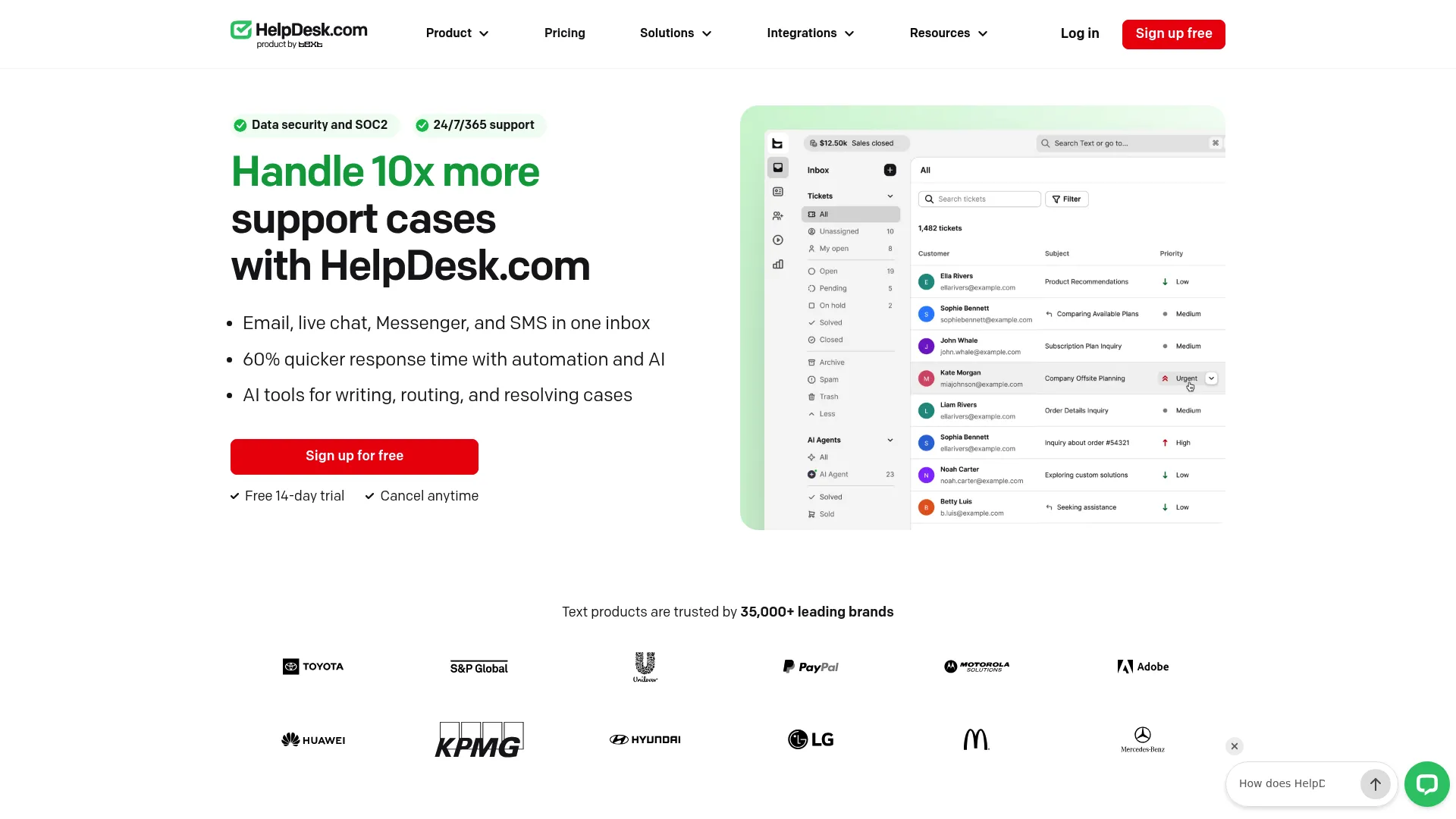 HelpDesk ticketing and shared inbox dashboard