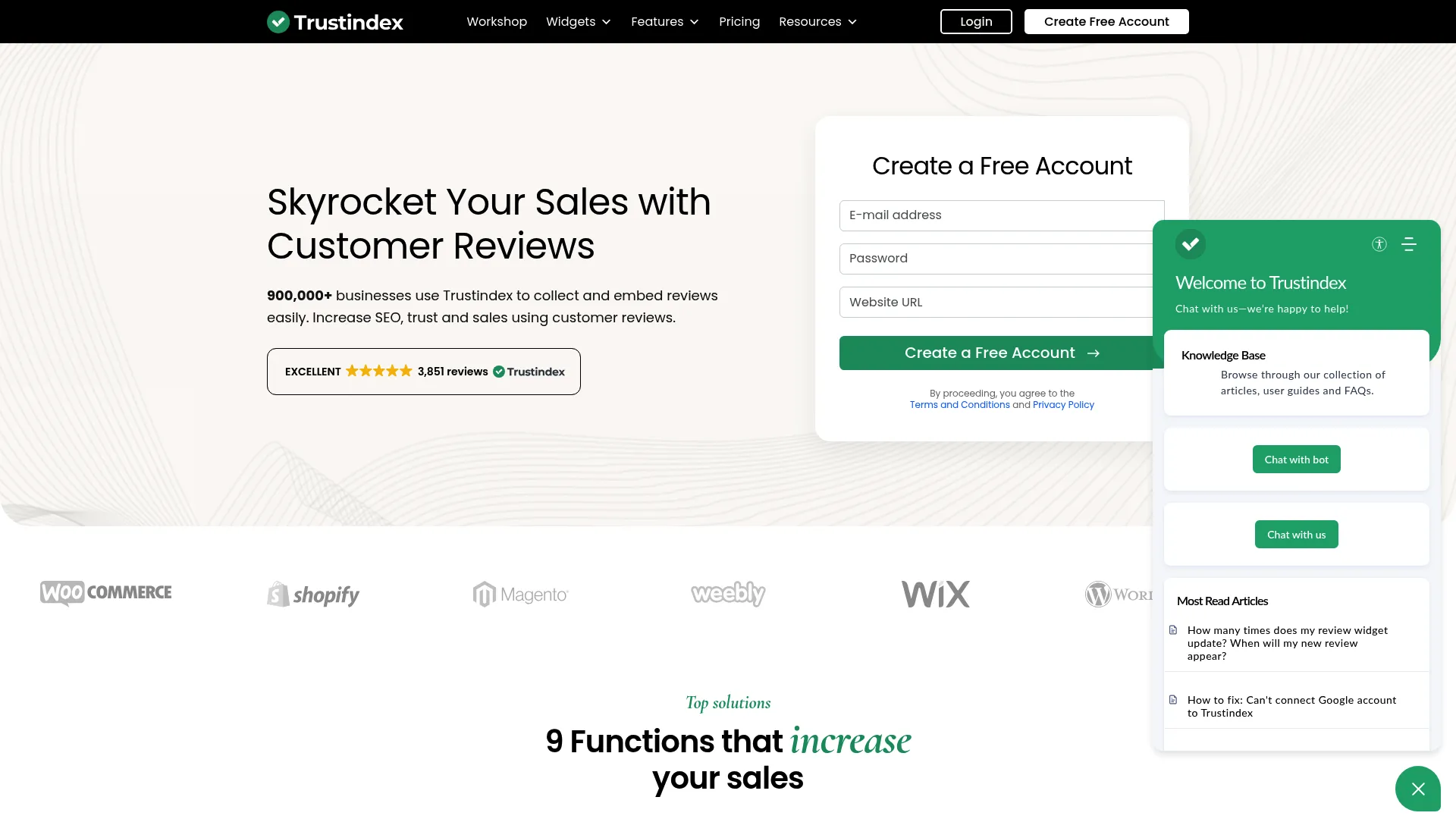 Trustindex review management homepage