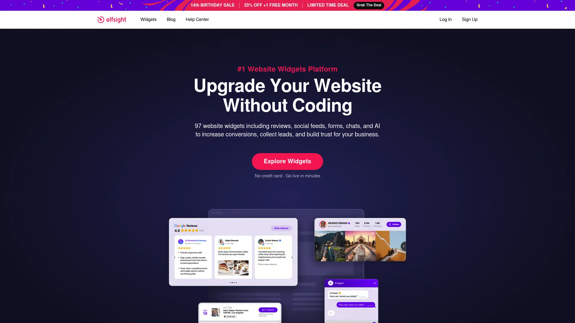 Elfsight widget platform homepage