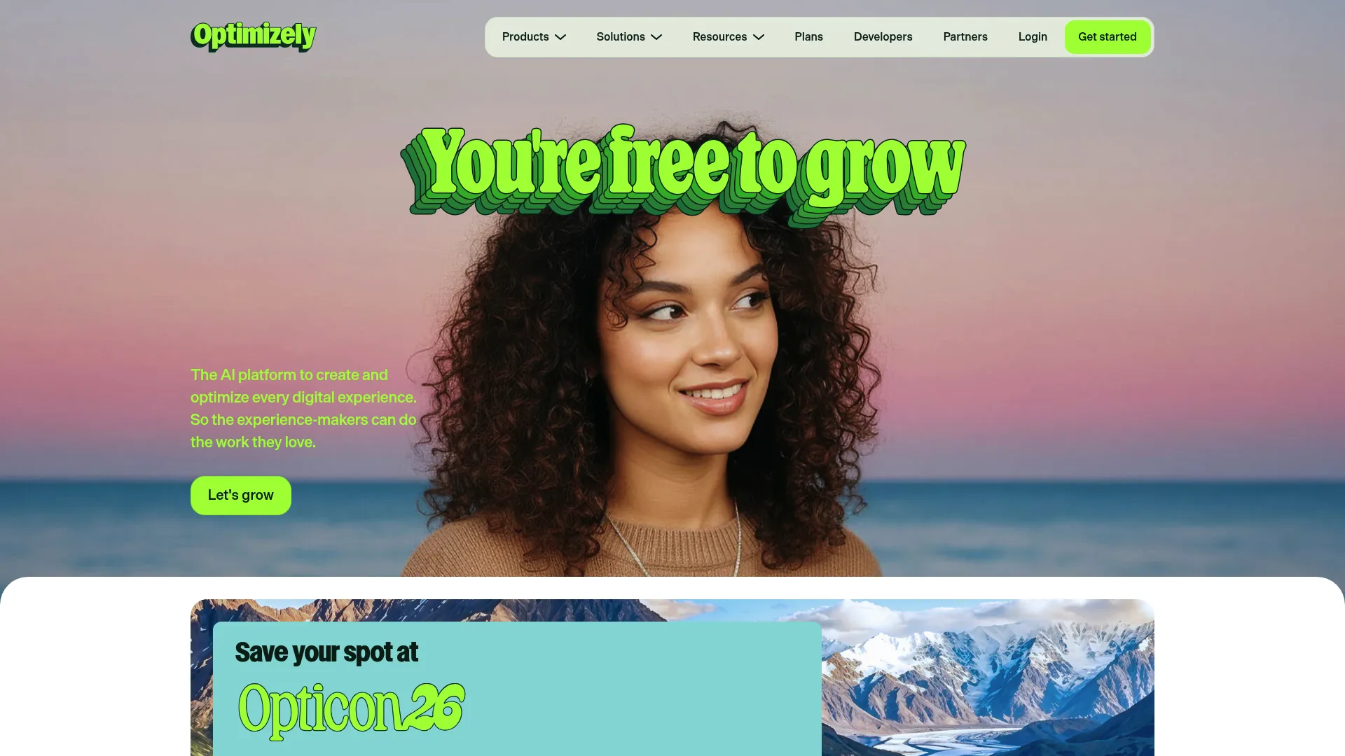 Optimizely digital experience platform homepage