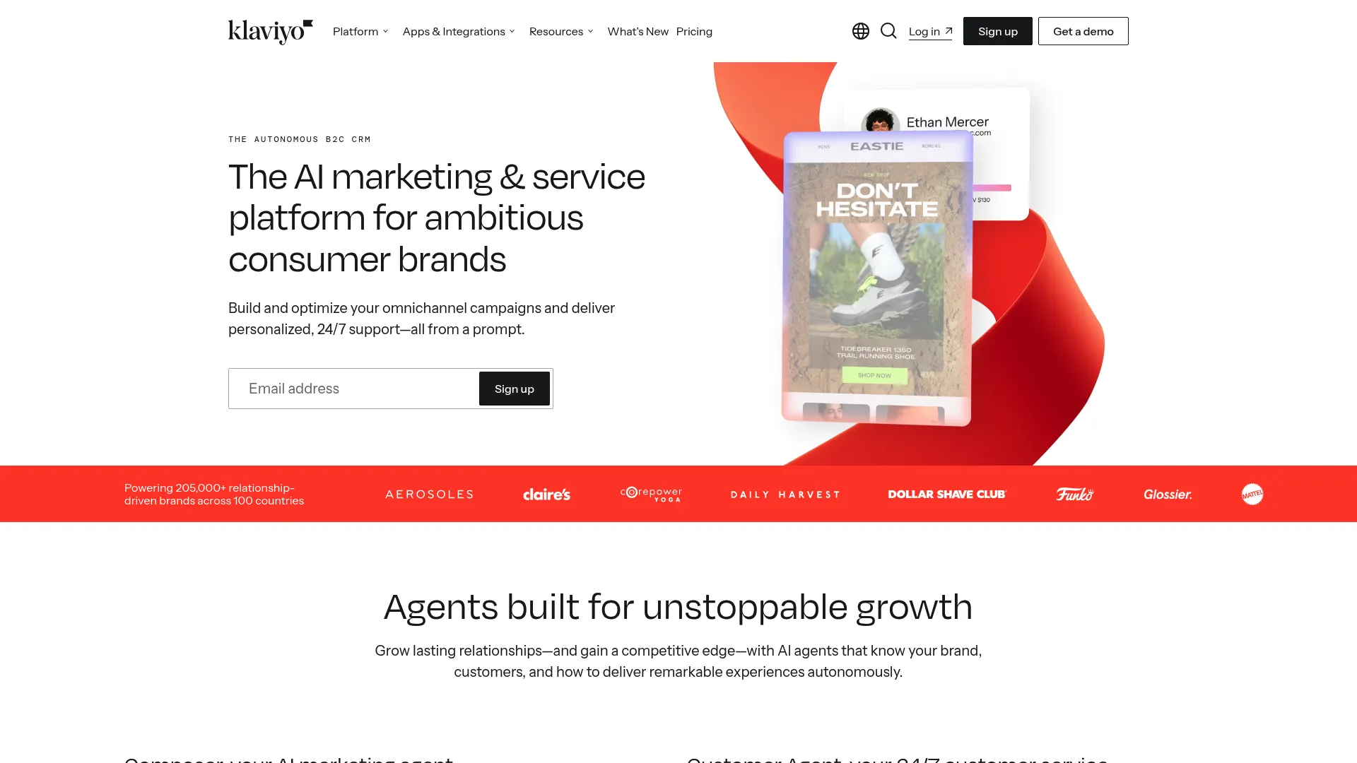 Klaviyo ecommerce marketing automation platform homepage