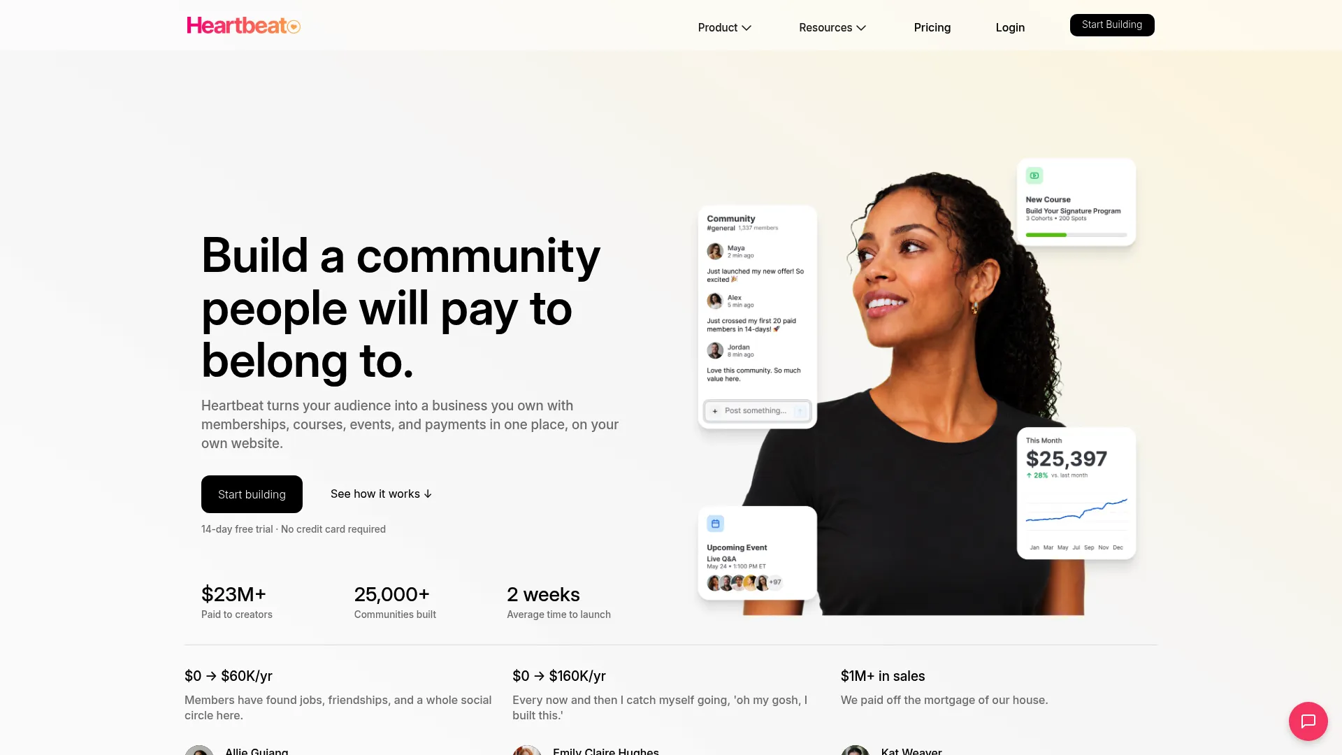 Heartbeat community platform homepage