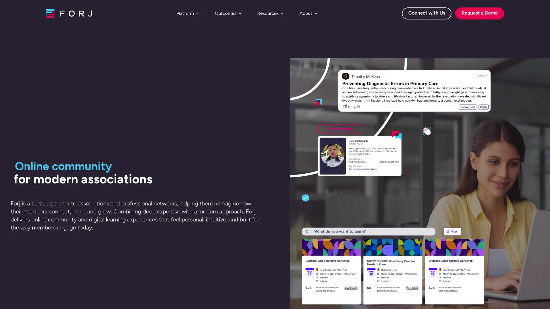 Forj community platform homepage