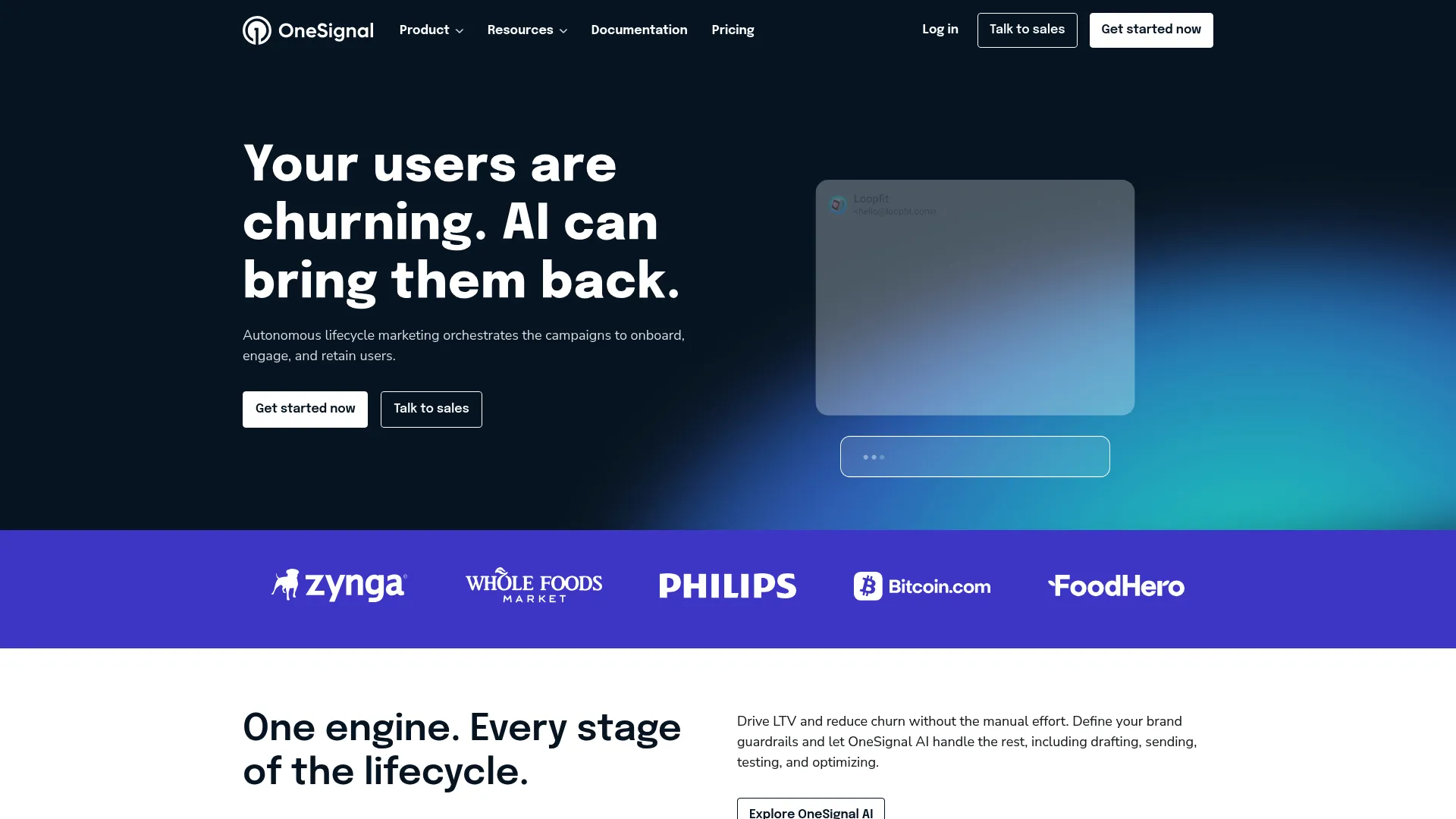 OneSignal omnichannel push and in-app messaging platform interface