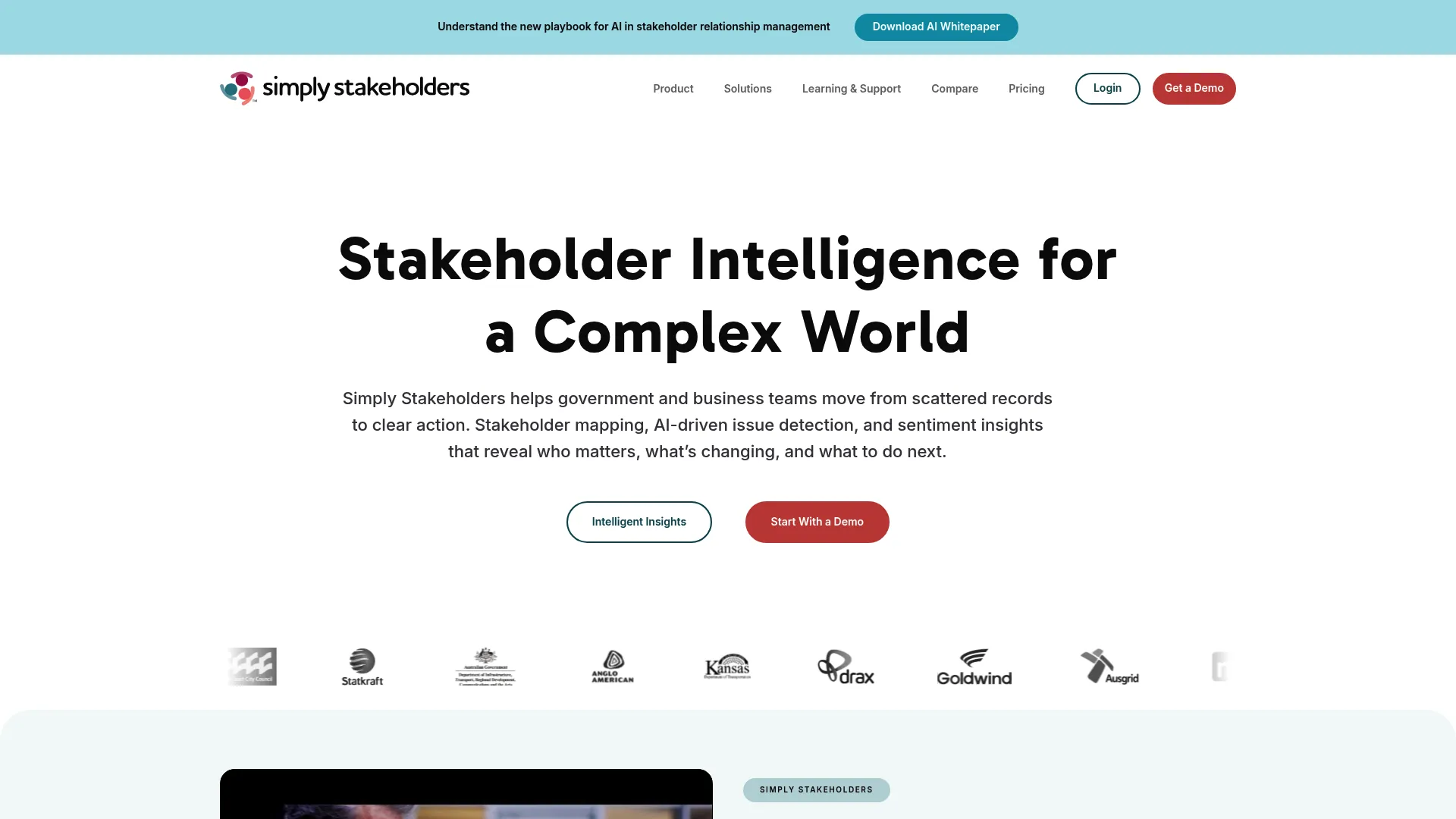 Simply Stakeholders stakeholder management software homepage