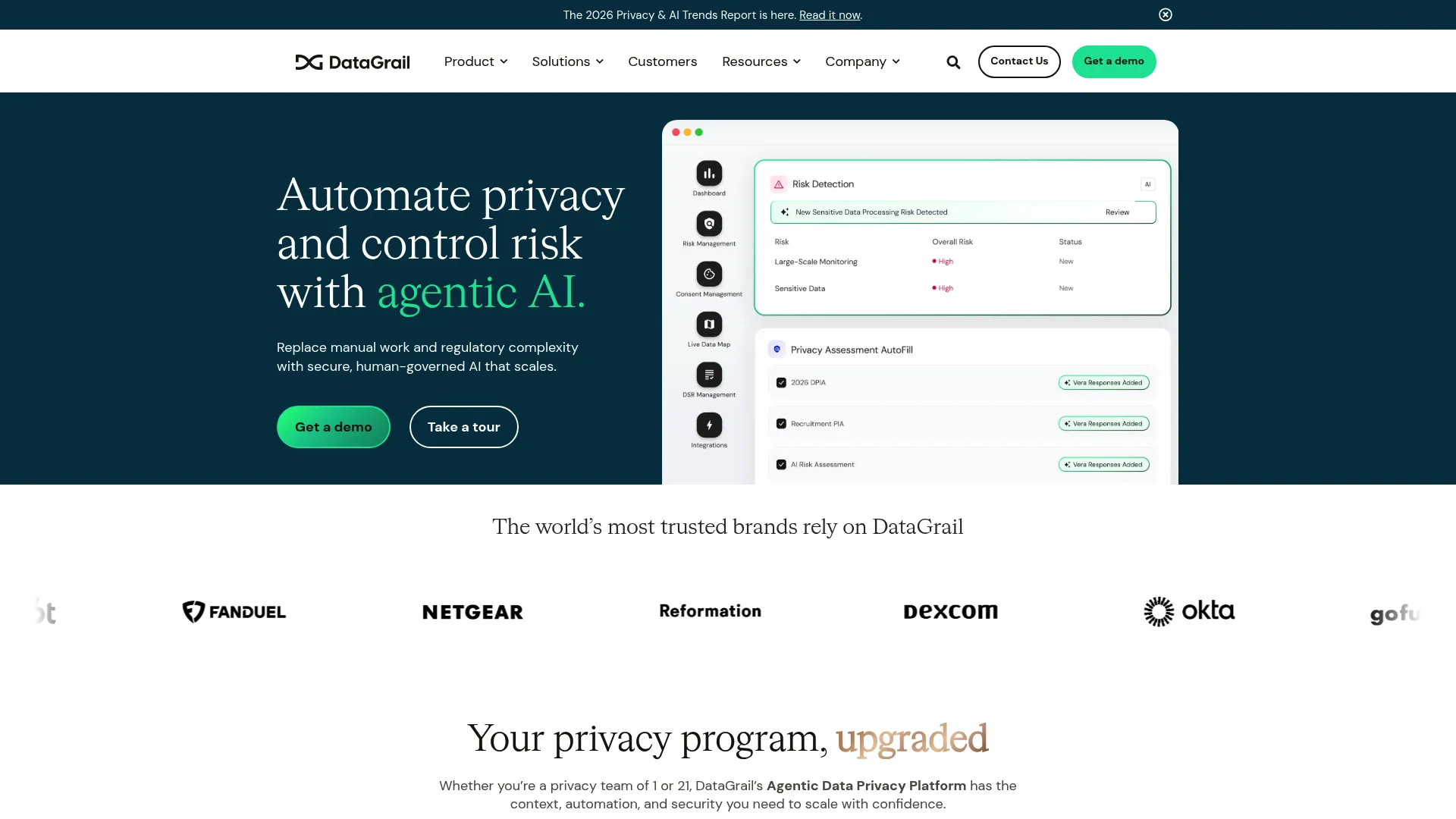 DataGrail privacy automation and Live Data Map interface