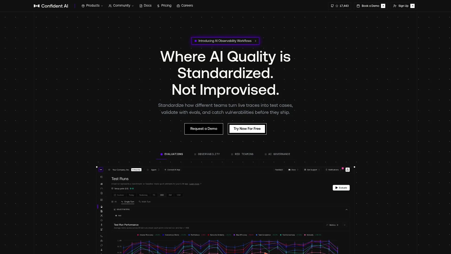 Confident AI LLM evaluation and observability platform homepage