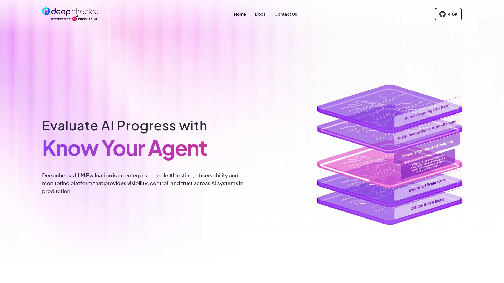 Deepchecks LLM and model evaluation platform homepage