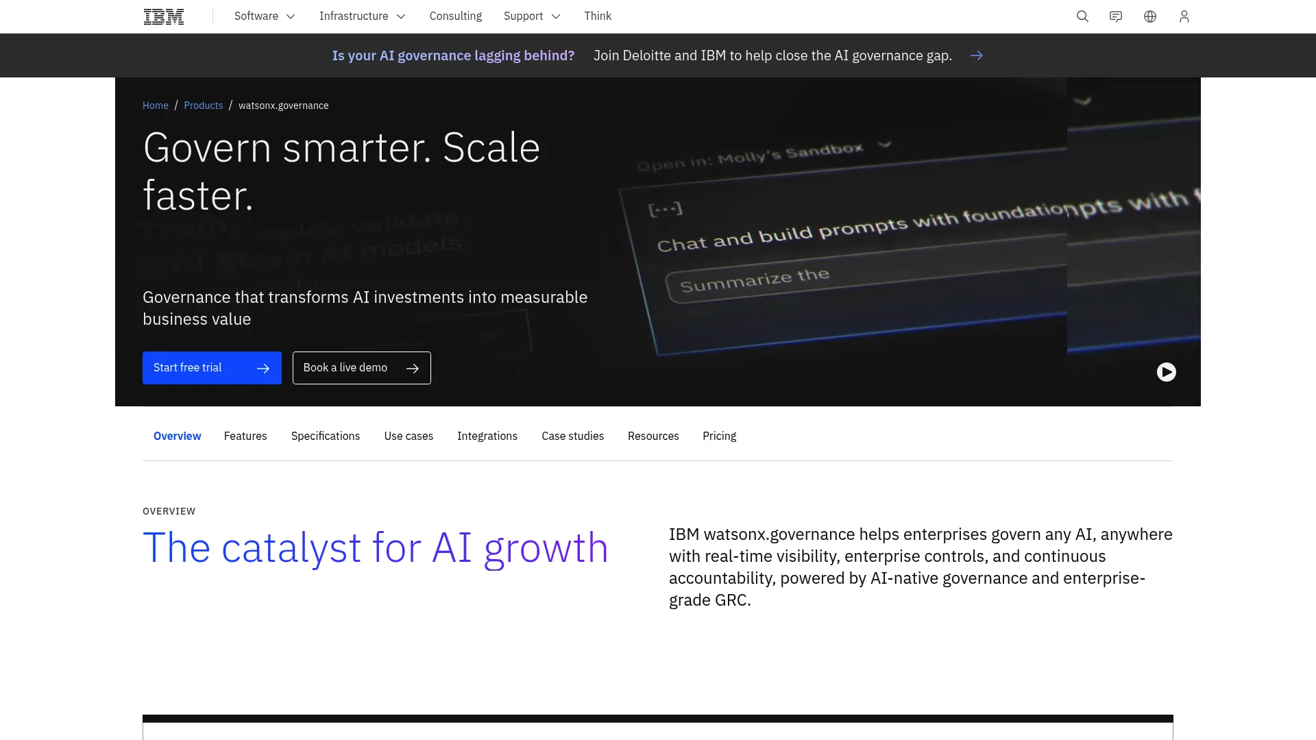 IBM watsonx.governance AI governance dashboard
