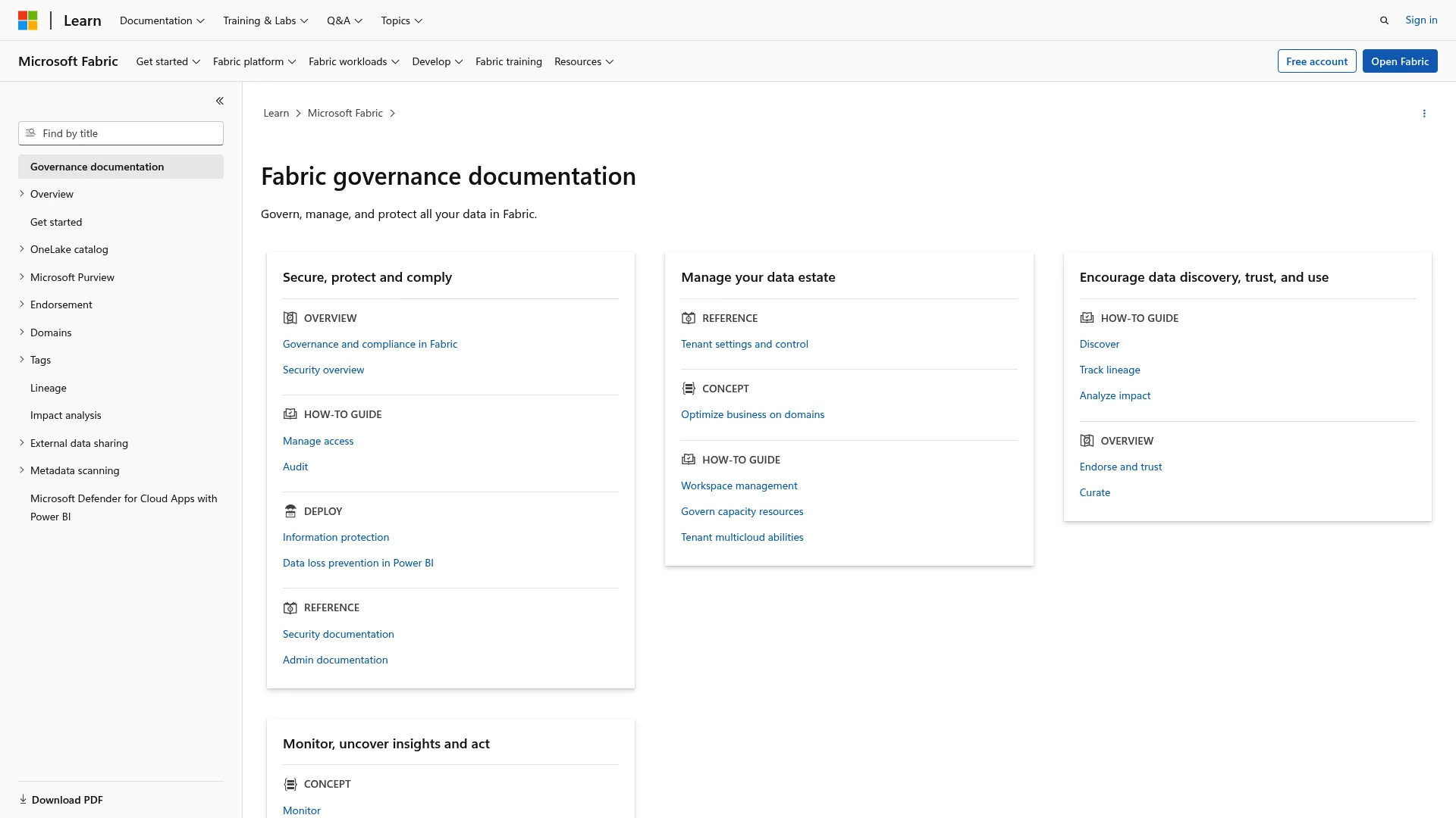OneLake Catalog governance page in Microsoft Fabric