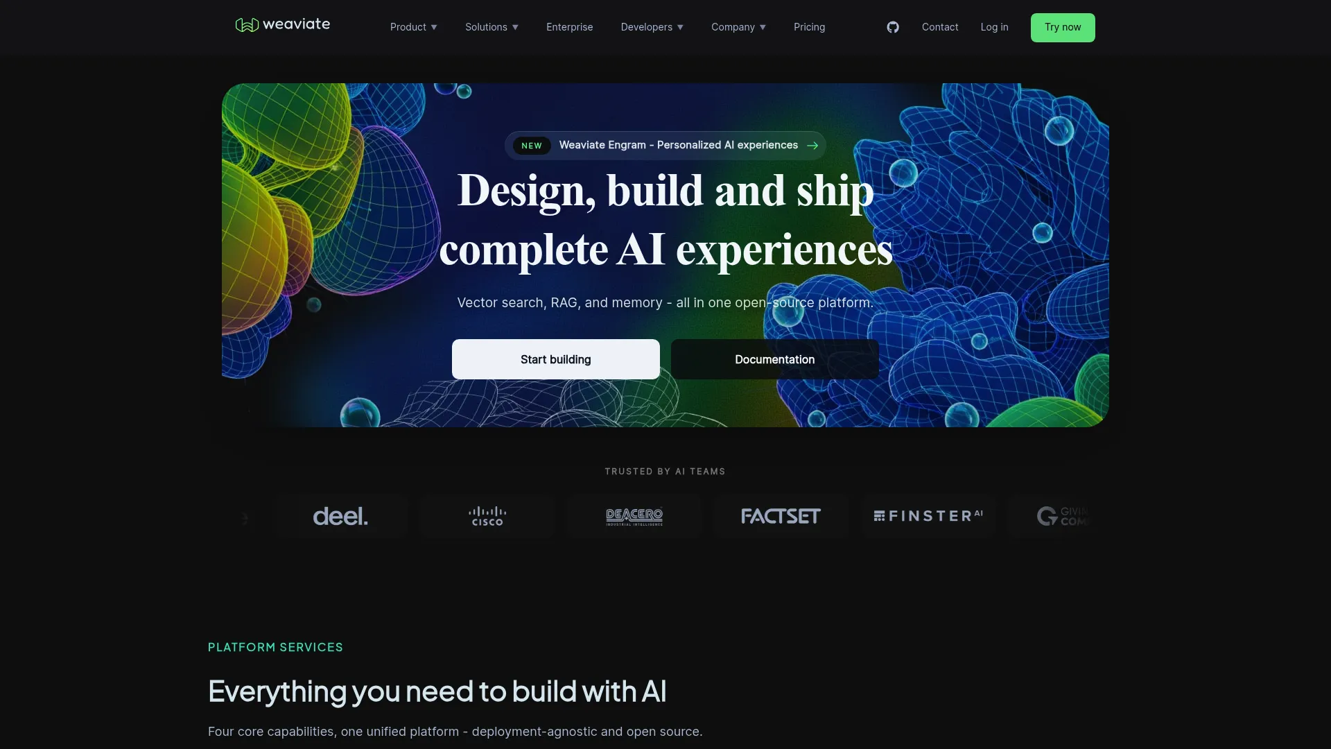 Weaviate AI database homepage