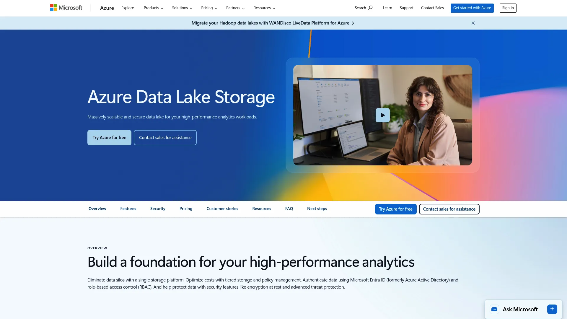 Azure Data Lake Storage Gen2 product page