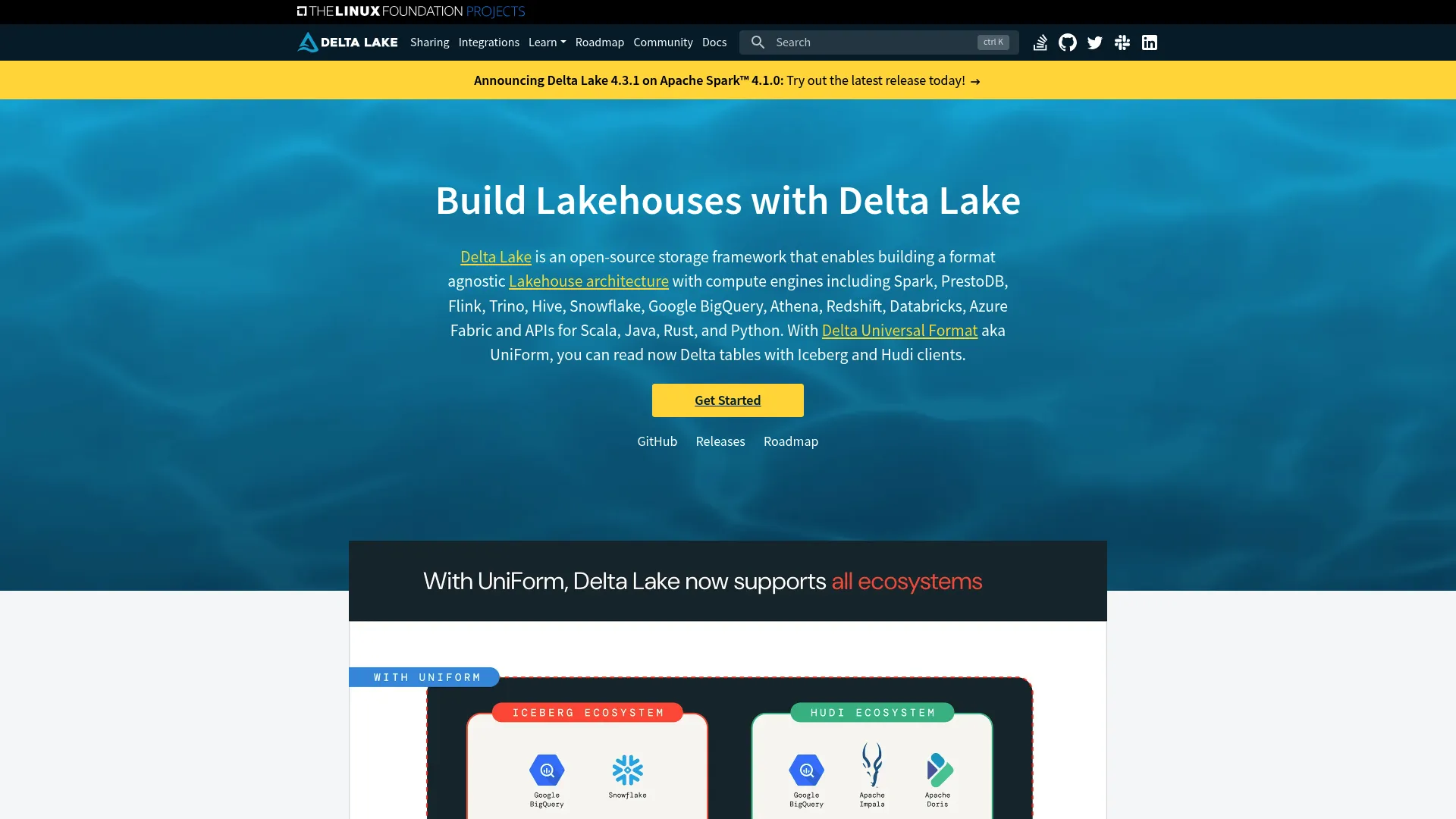 Delta Lake open source storage framework