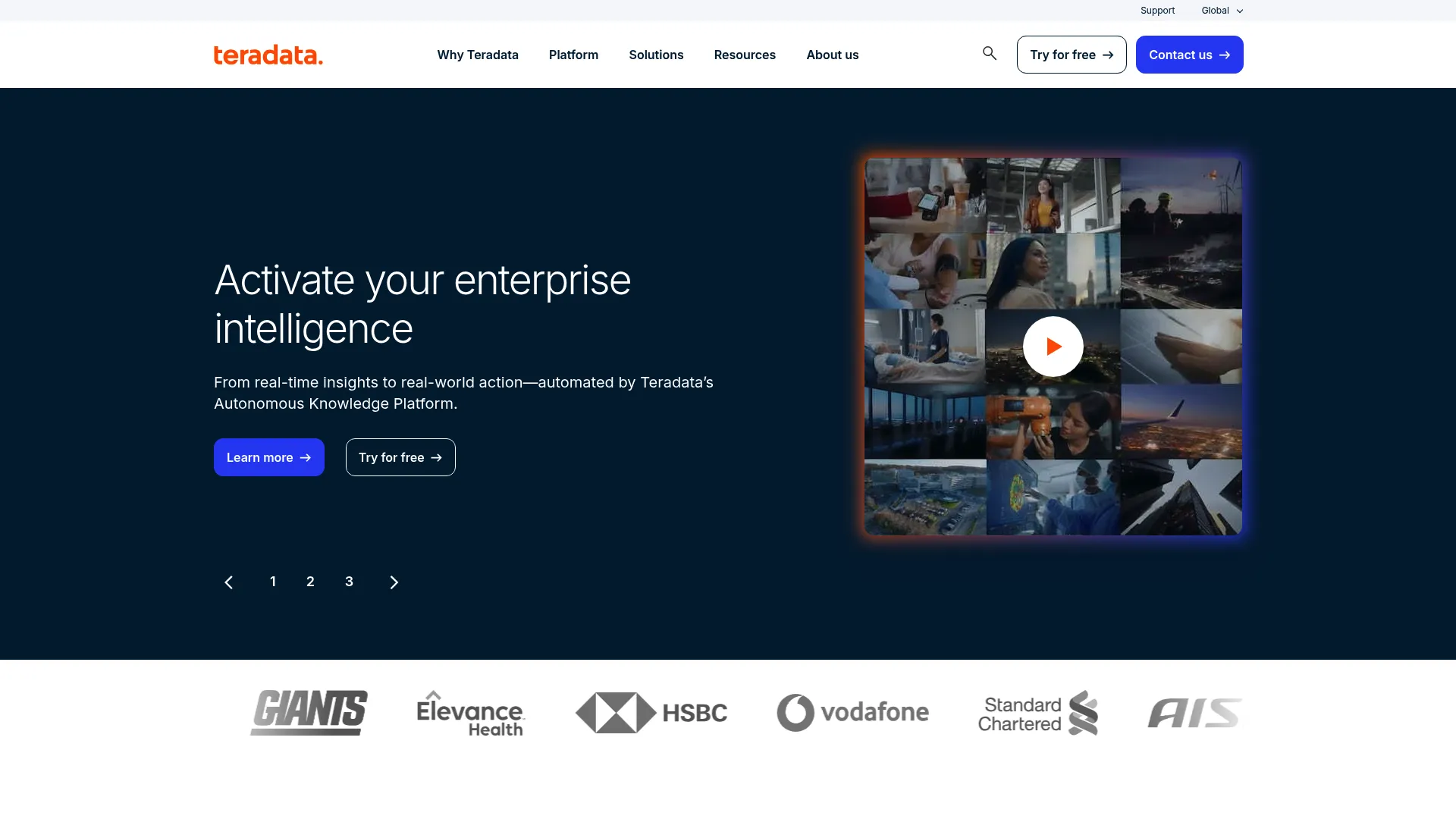 Teradata data and analytics platform homepage