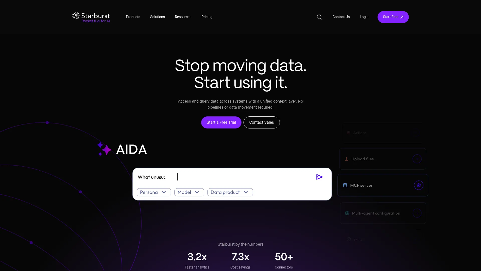 Starburst data platform homepage