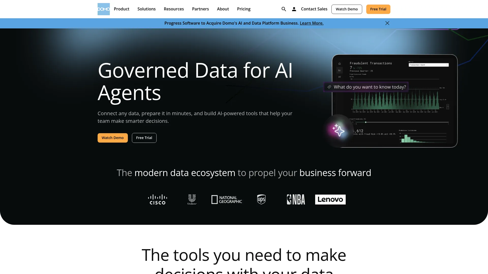 Domo data experience platform dashboard interface