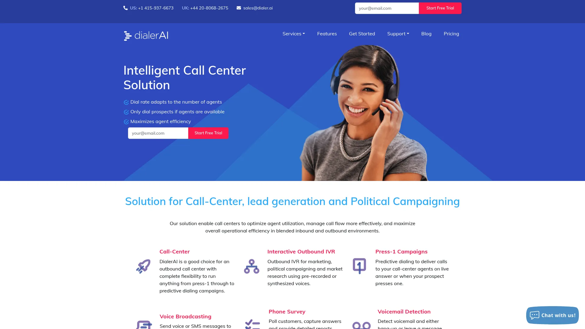DialerAI predictive dialer homepage