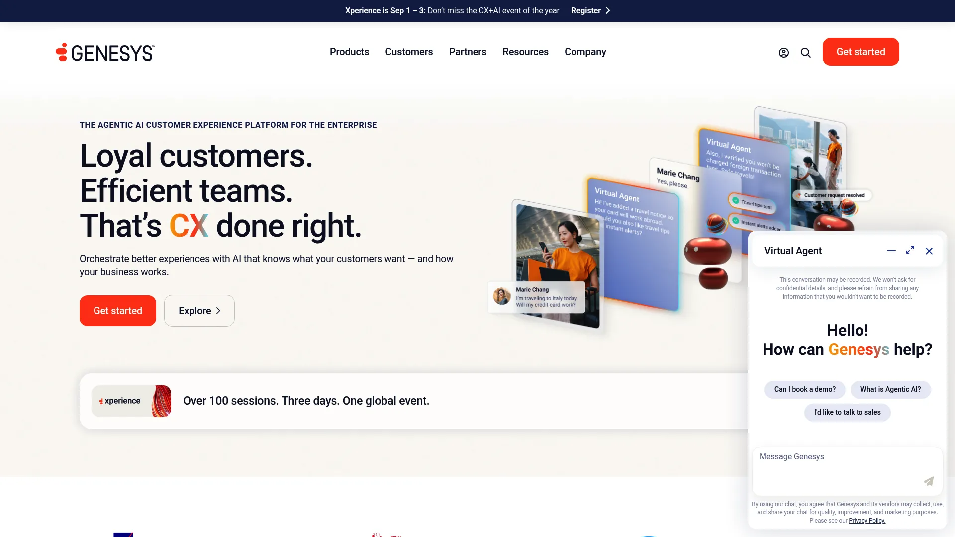 Genesys customer experience platform homepage