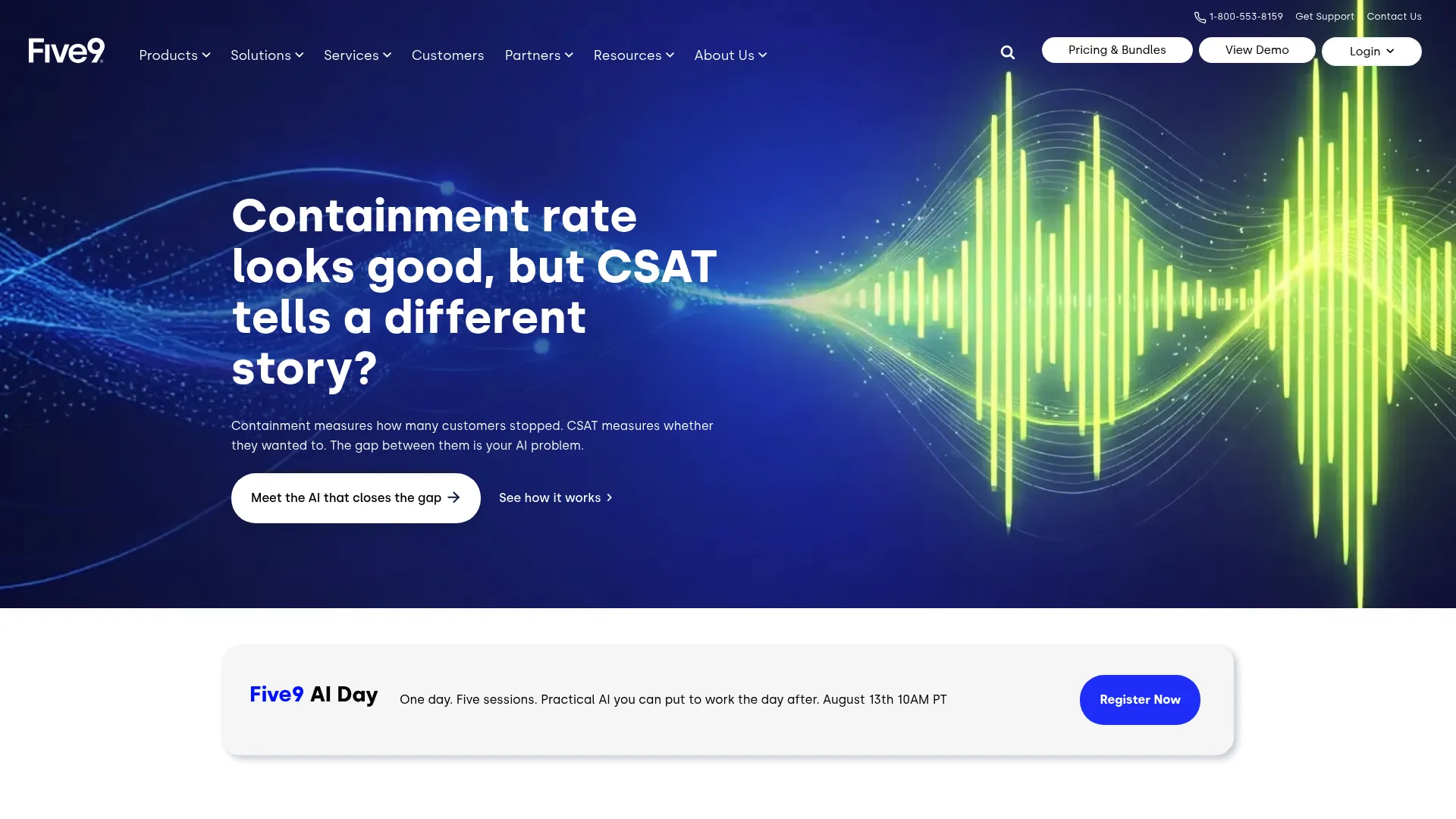 Five9 cloud contact center platform homepage
