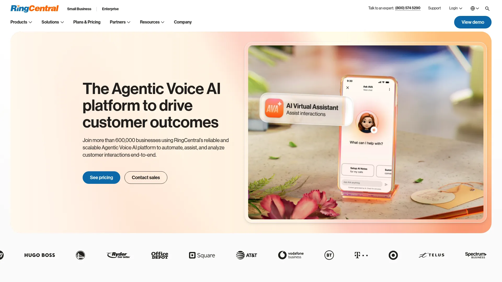 RingCentral business communications platform homepage