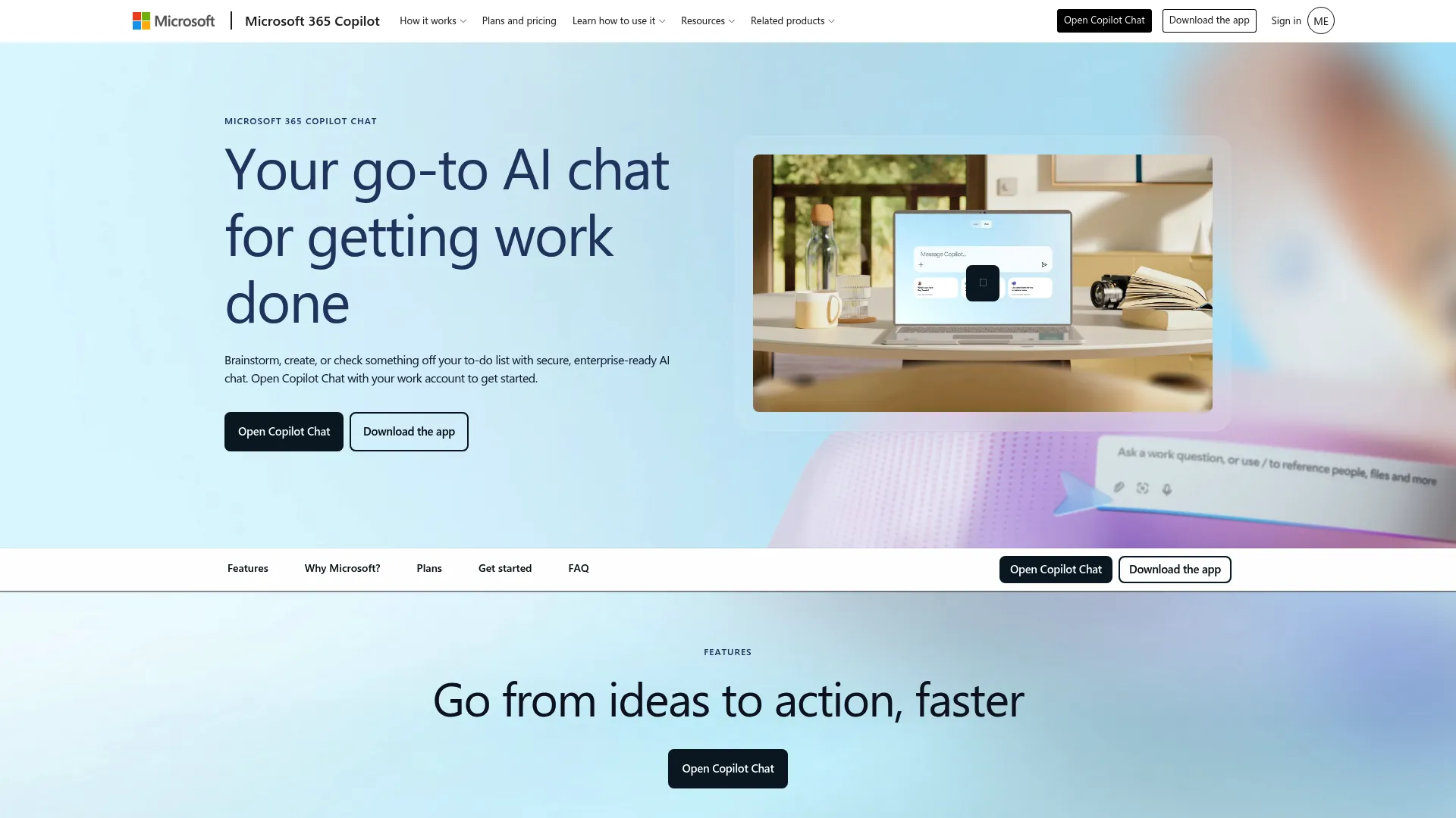 Microsoft 365 Copilot Chat page