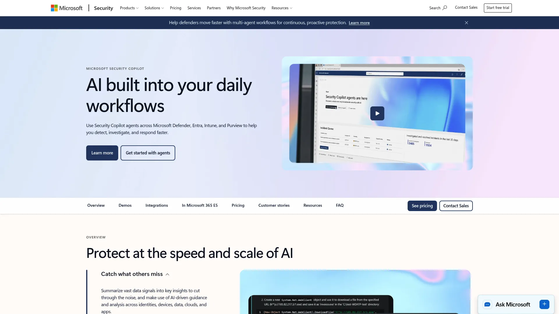 Microsoft Security Copilot page