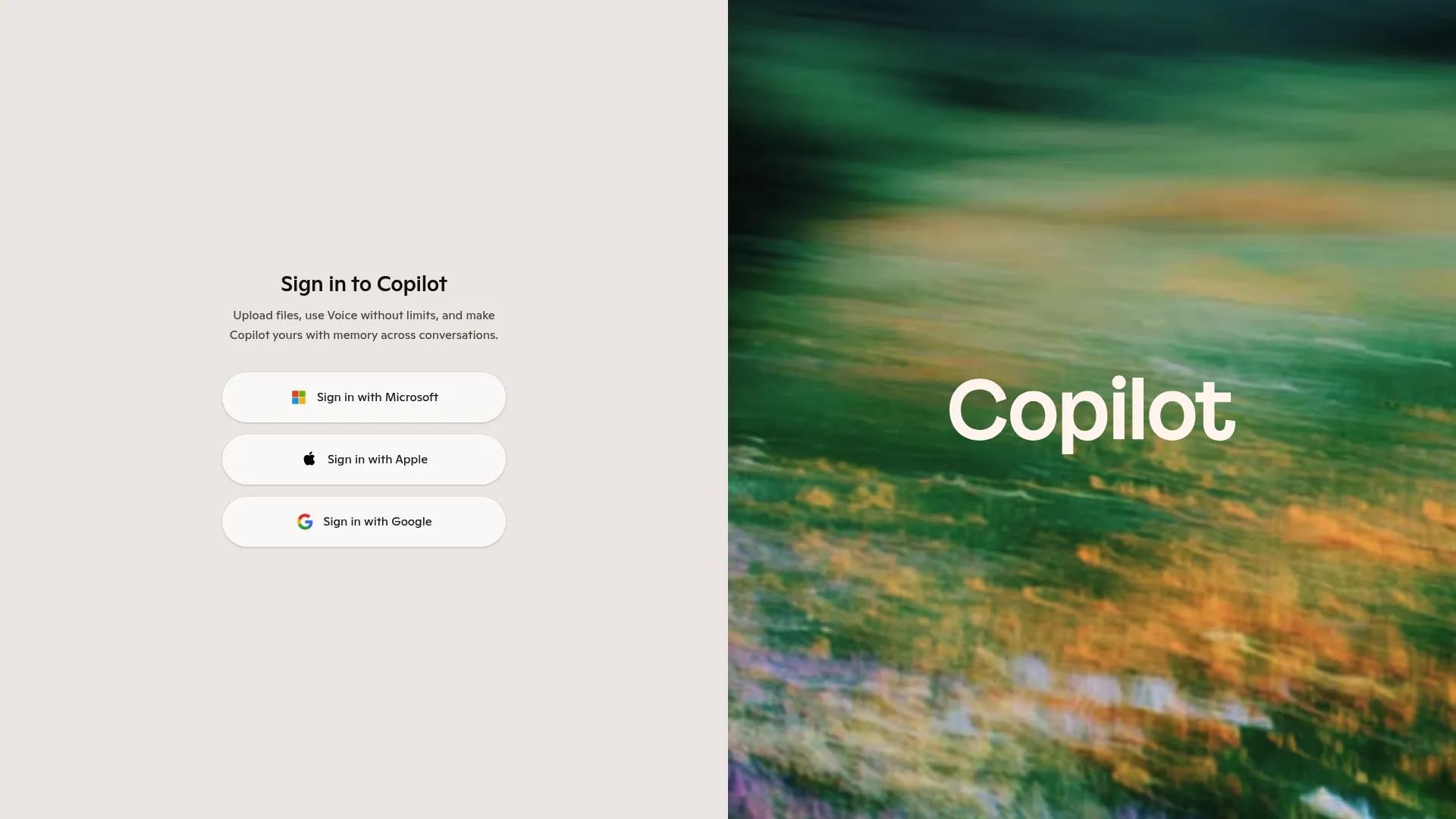 Microsoft Copilot homepage