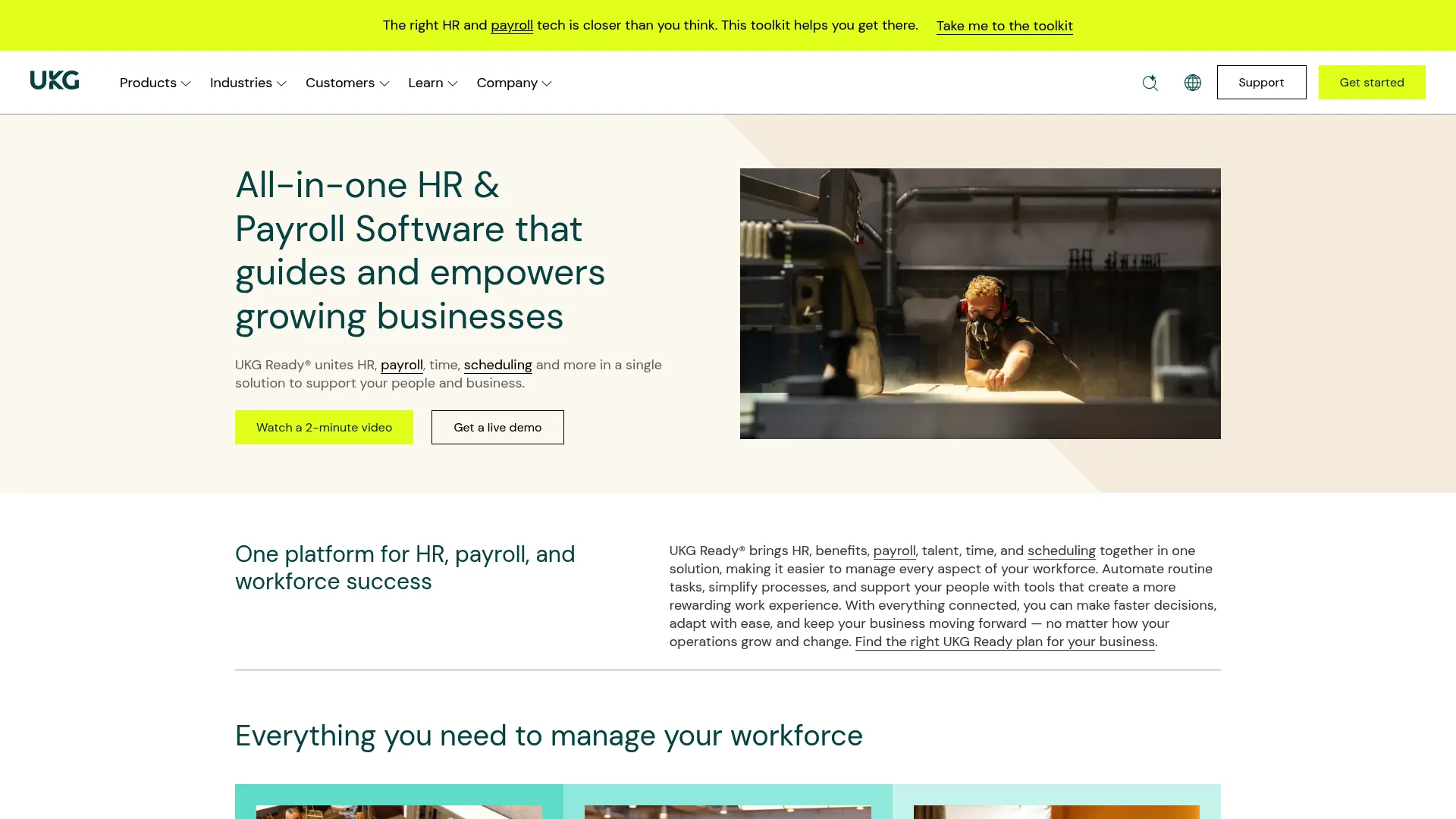 UKG Ready workforce management and HR platform interface
