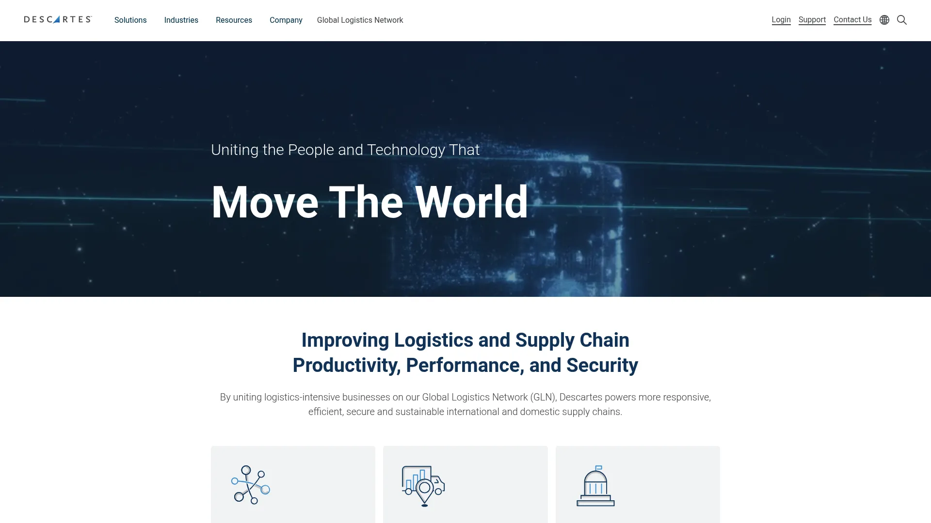 Descartes supply chain and logistics software homepage