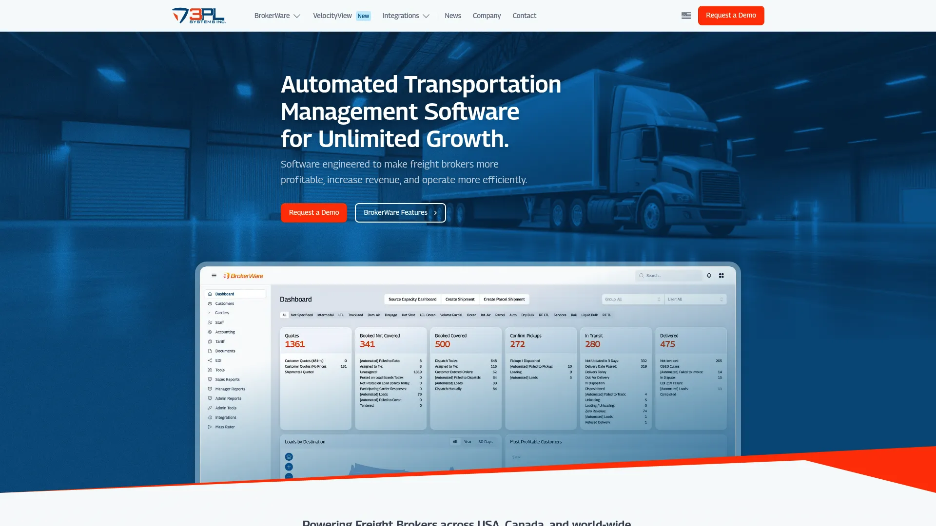 3PL Systems freight brokerage TMS software homepage
