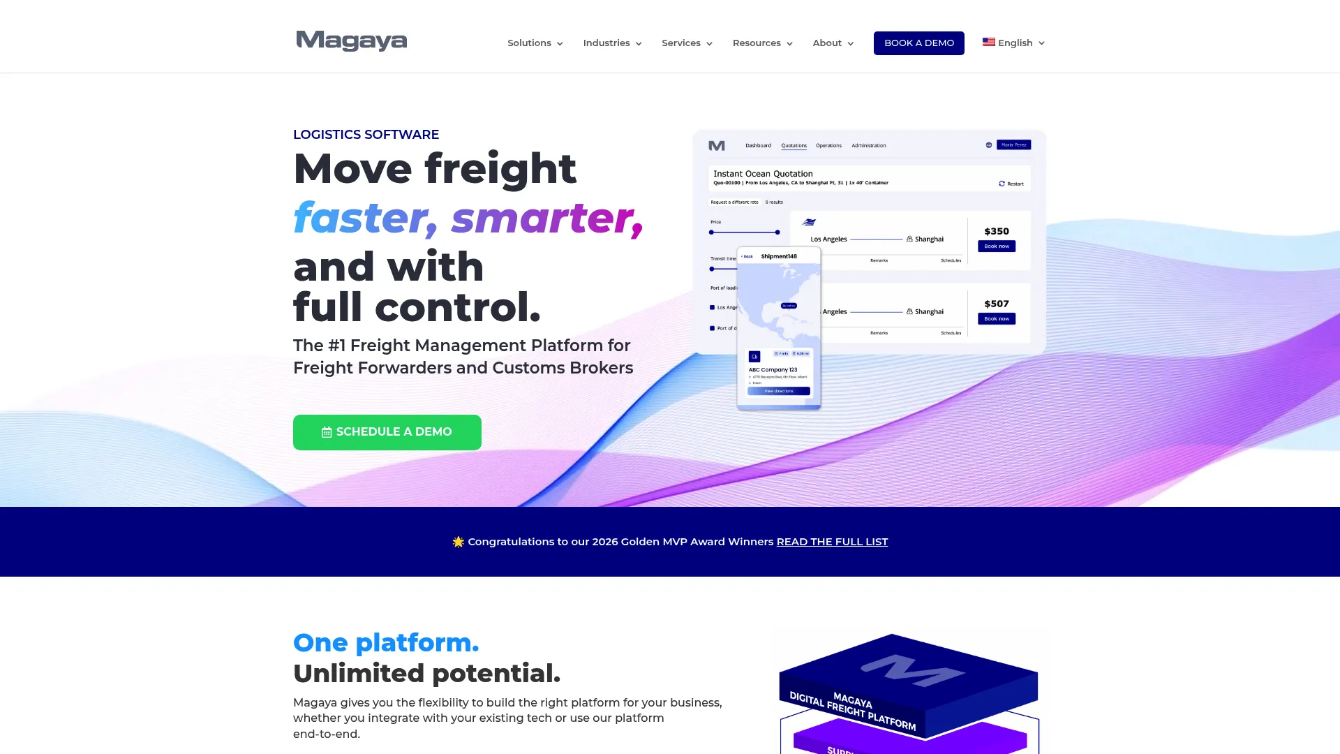 Magaya logistics and customs software homepage