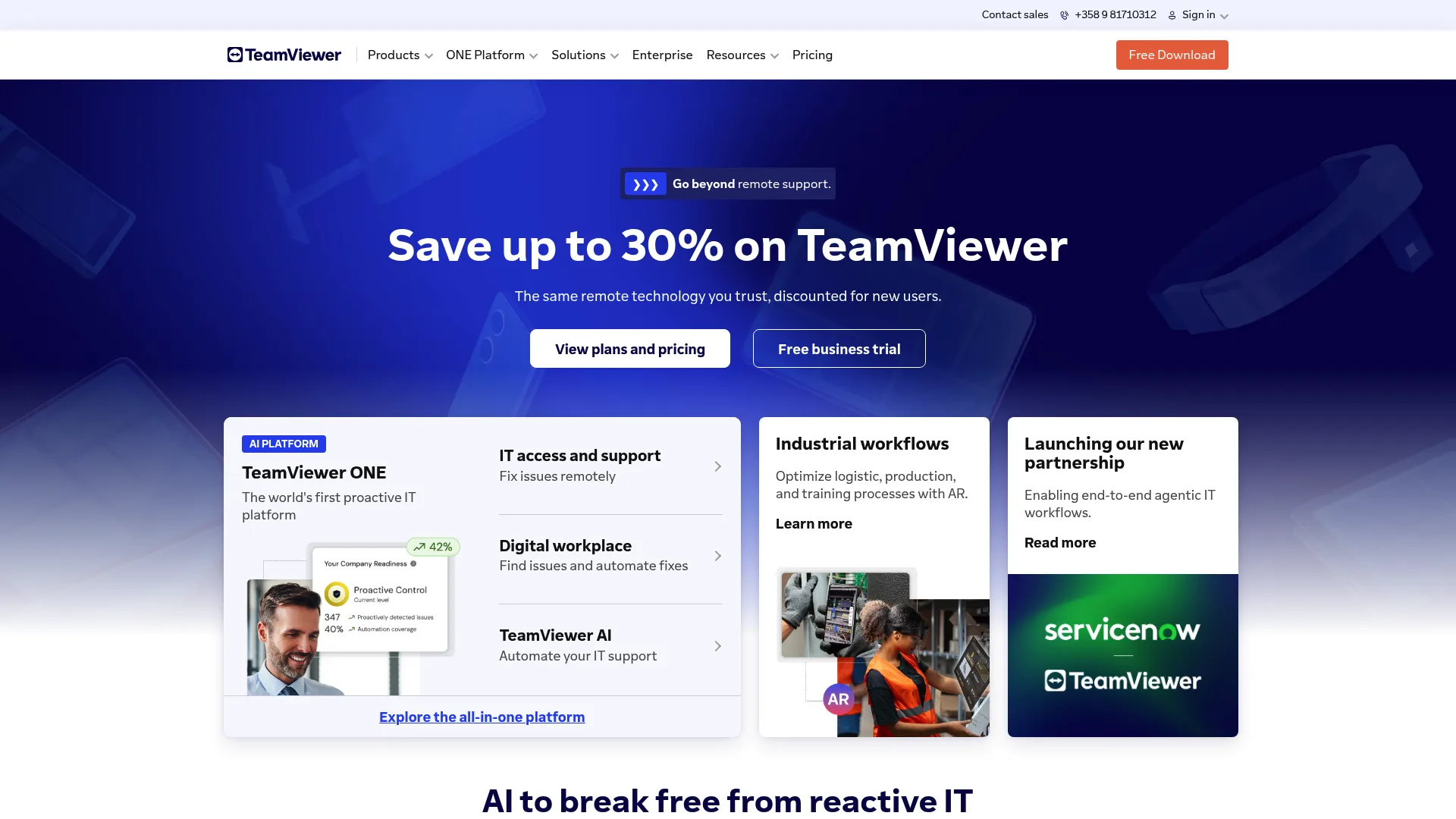 TeamViewer remote support software homepage