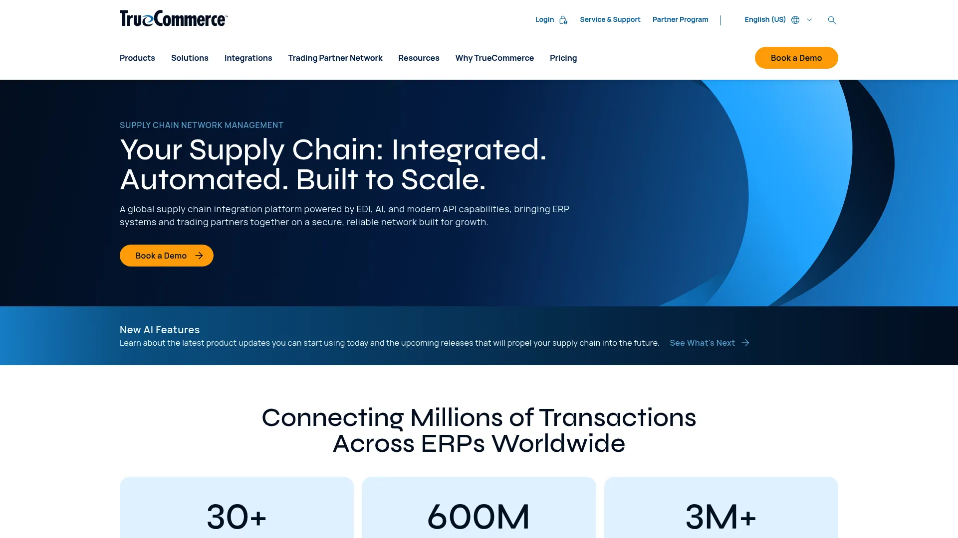 TrueCommerce B2B supply chain integration software homepage