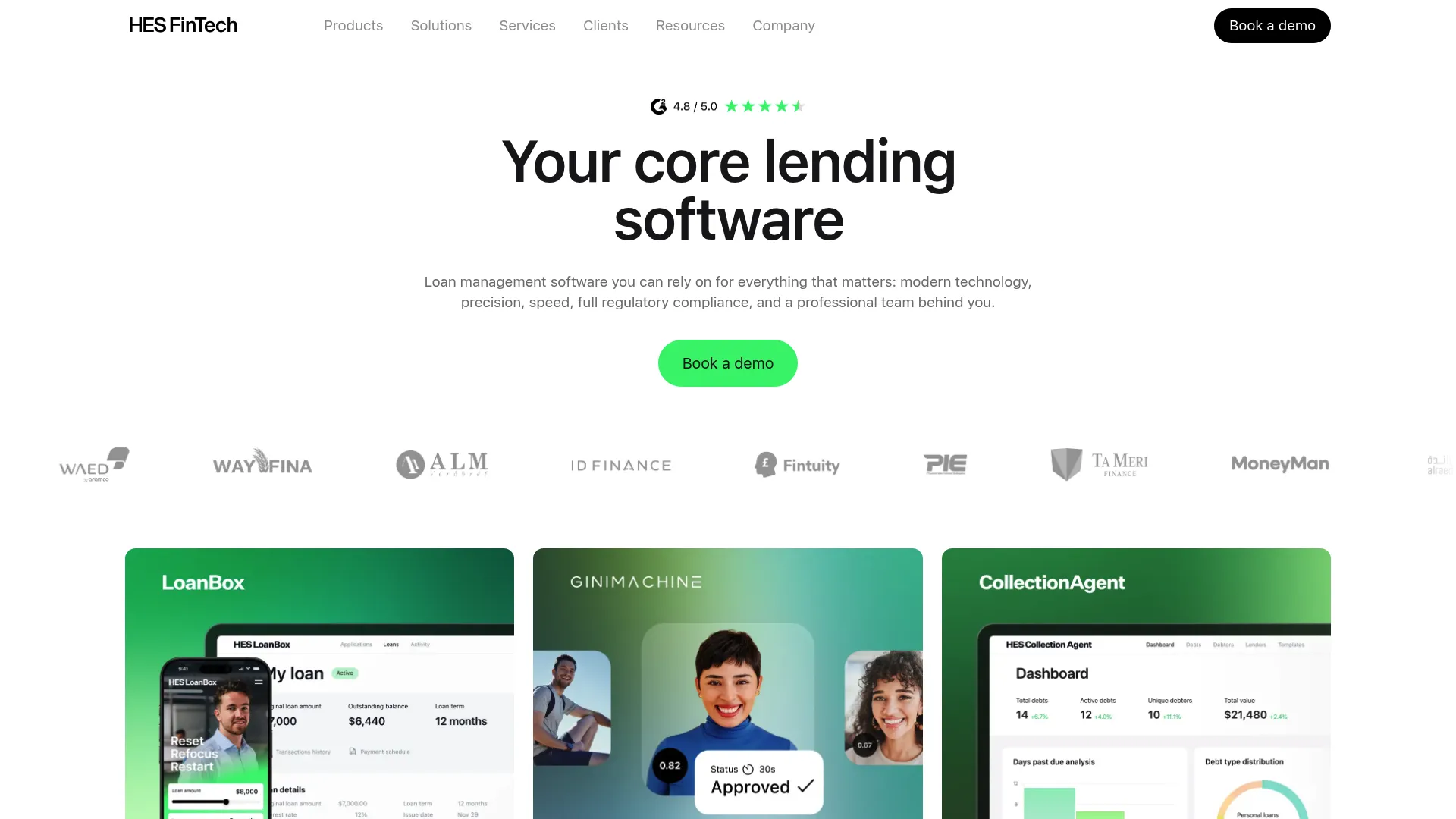 HES FinTech configurable trade finance software homepage