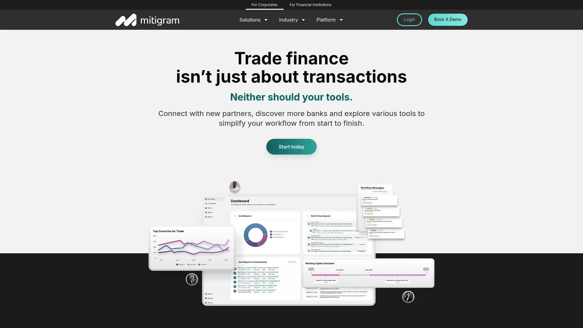 Mitigram working capital and trade finance homepage
