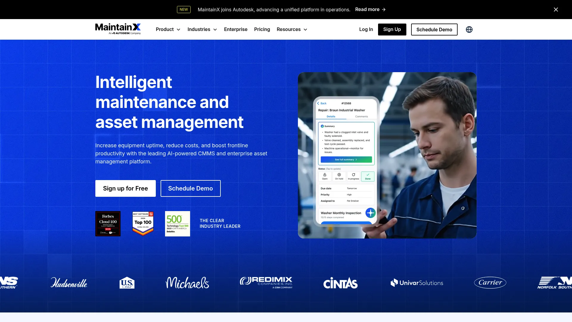 MaintainX CMMS work order and automation interface