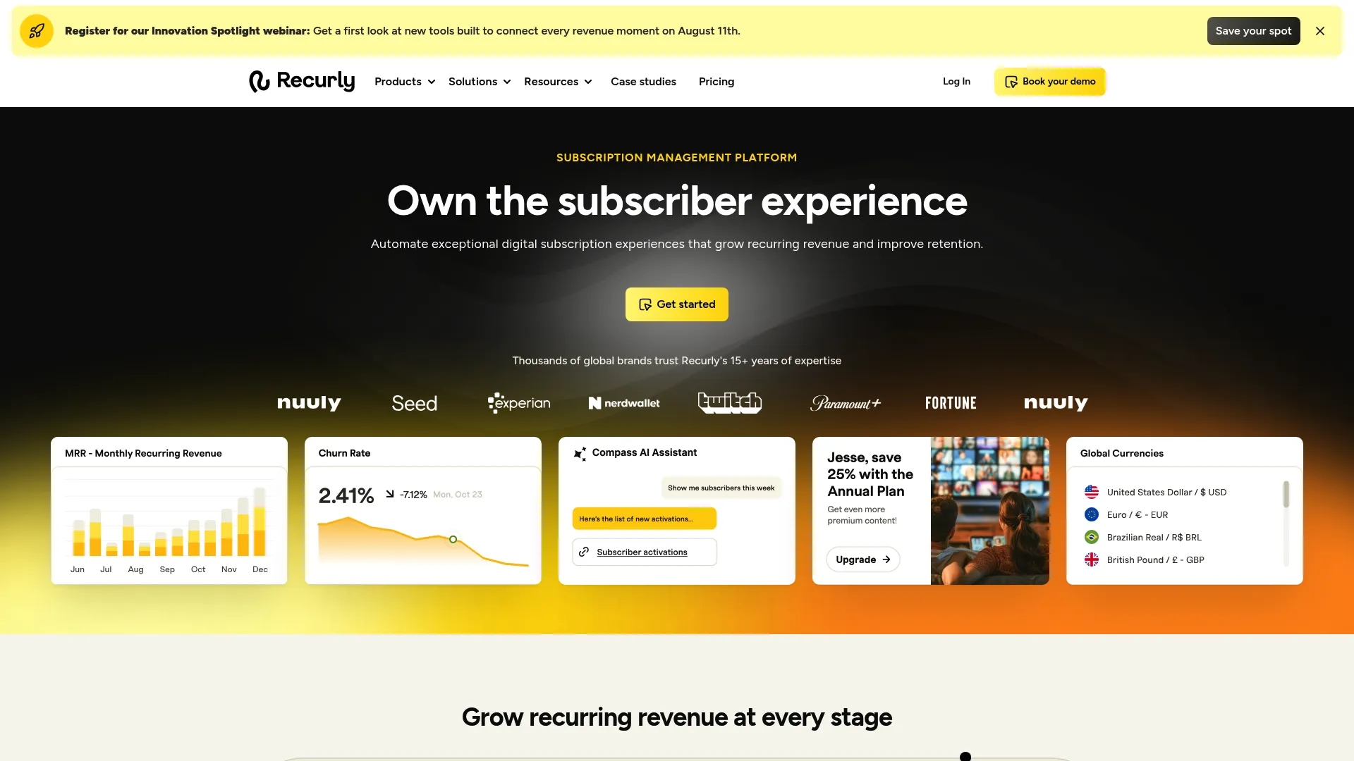 Recurly subscription management and recurring billing platform