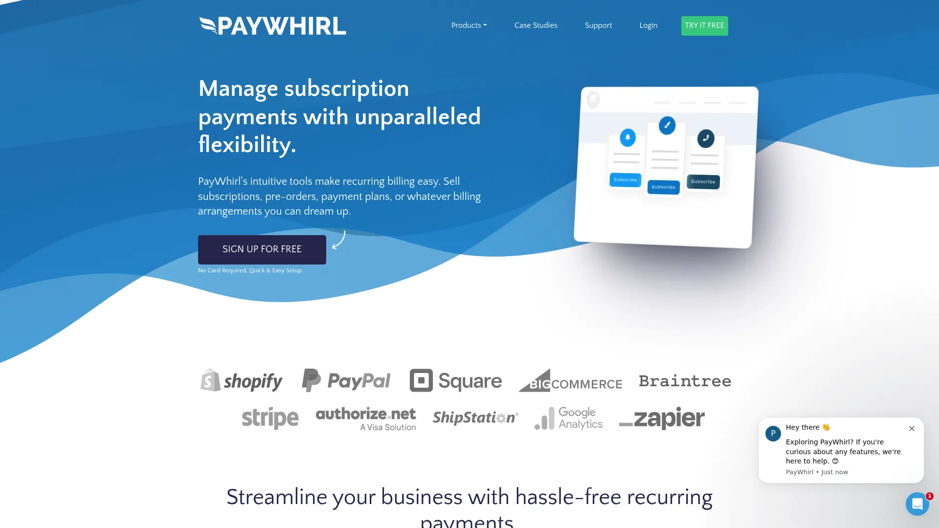 PayWhirl recurring billing and subscription payments platform