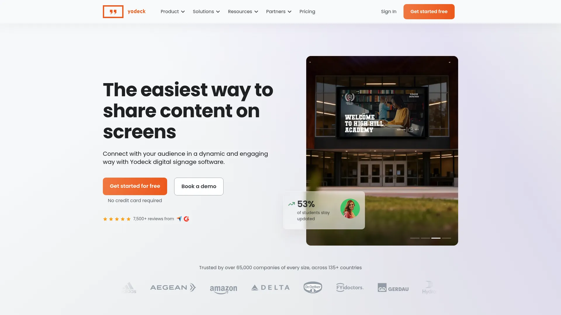 Yodeck digital menu board software homepage