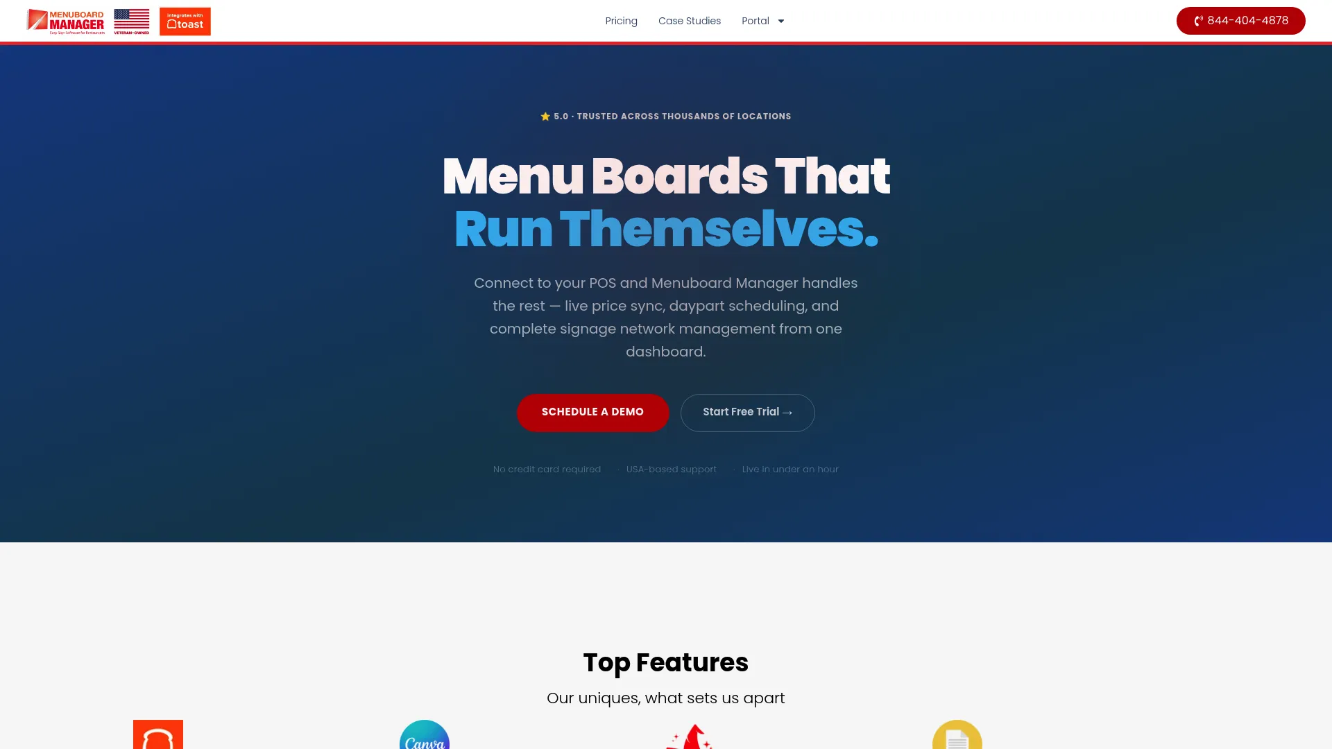 Menuboard Manager restaurant menu software interface