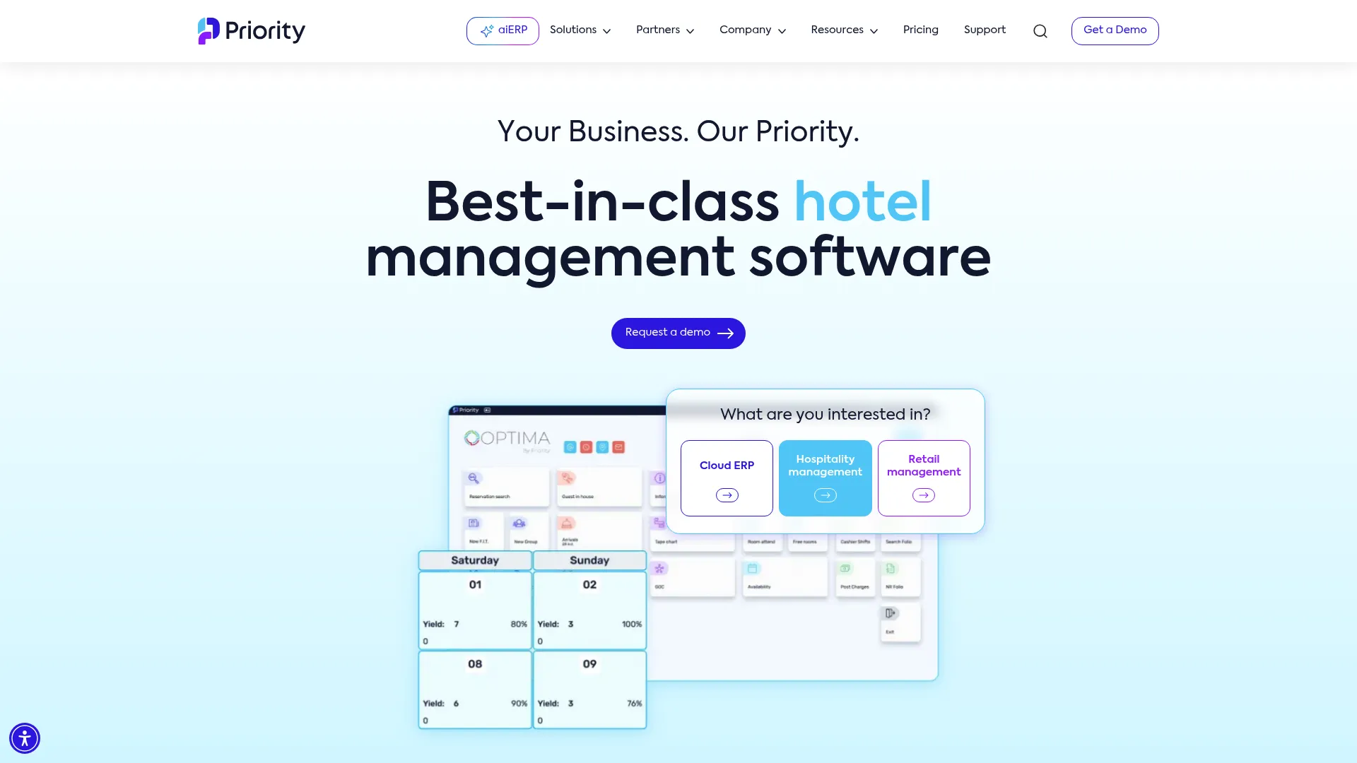 Priority Software cloud business management and ERP homepage