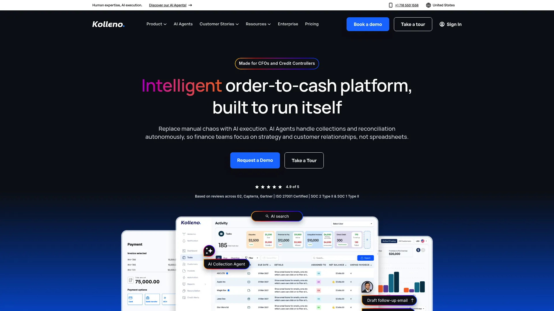 Kolleno accounts receivable and collections software homepage