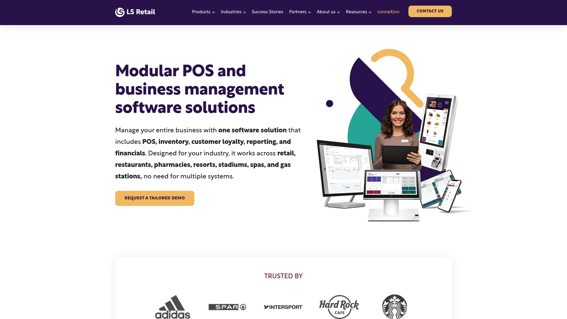 LS Retail unified POS and self ordering software homepage